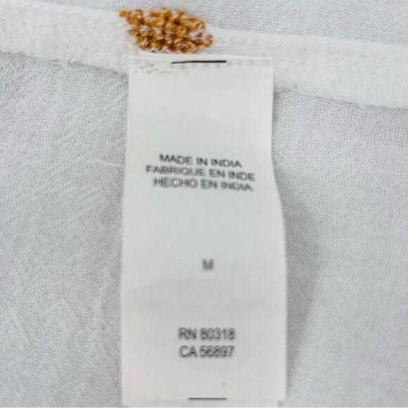 Lucky Brand Romantic Aztec Design Embroidered Babydoll Sleeveless Cotton Top - Picture 8 of 12